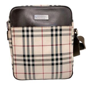 BURBERRY Nova Check Canvas Leather Crossbody Shoulder Bag 💼